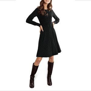 Boden Lena Dot Smocked Long Sleeve Dress